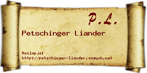 Petschinger Liander névjegykártya